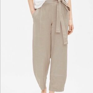 Eileen Fisher Lantern Linen Tie-Waist Pants Sz XS